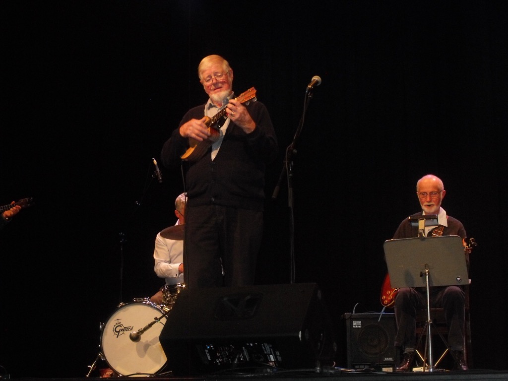 Chalmers Doane and drummer Rick Hiltz during the Saturday evening concert at the Astor Theatre.