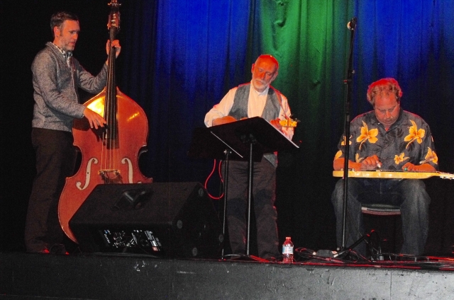 Aaron Keim, Ken Middleton, Gerald Ross during Kens set at the Friday evening concert