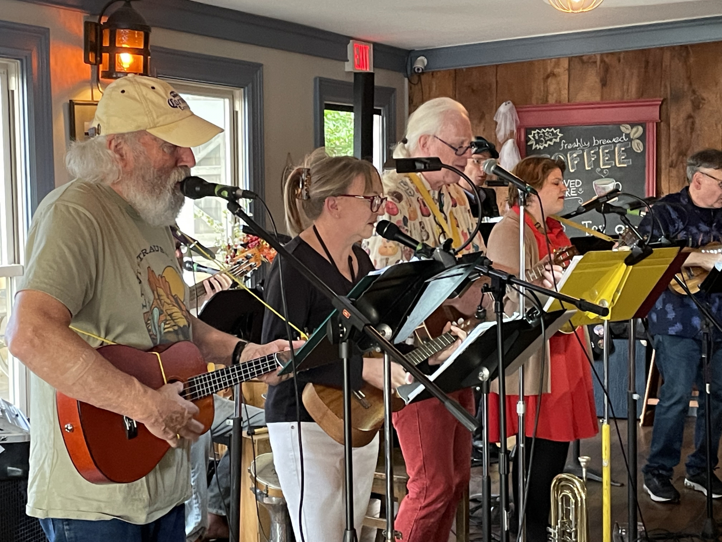 Machias Ukulele Club performing at Lane's Friday evening